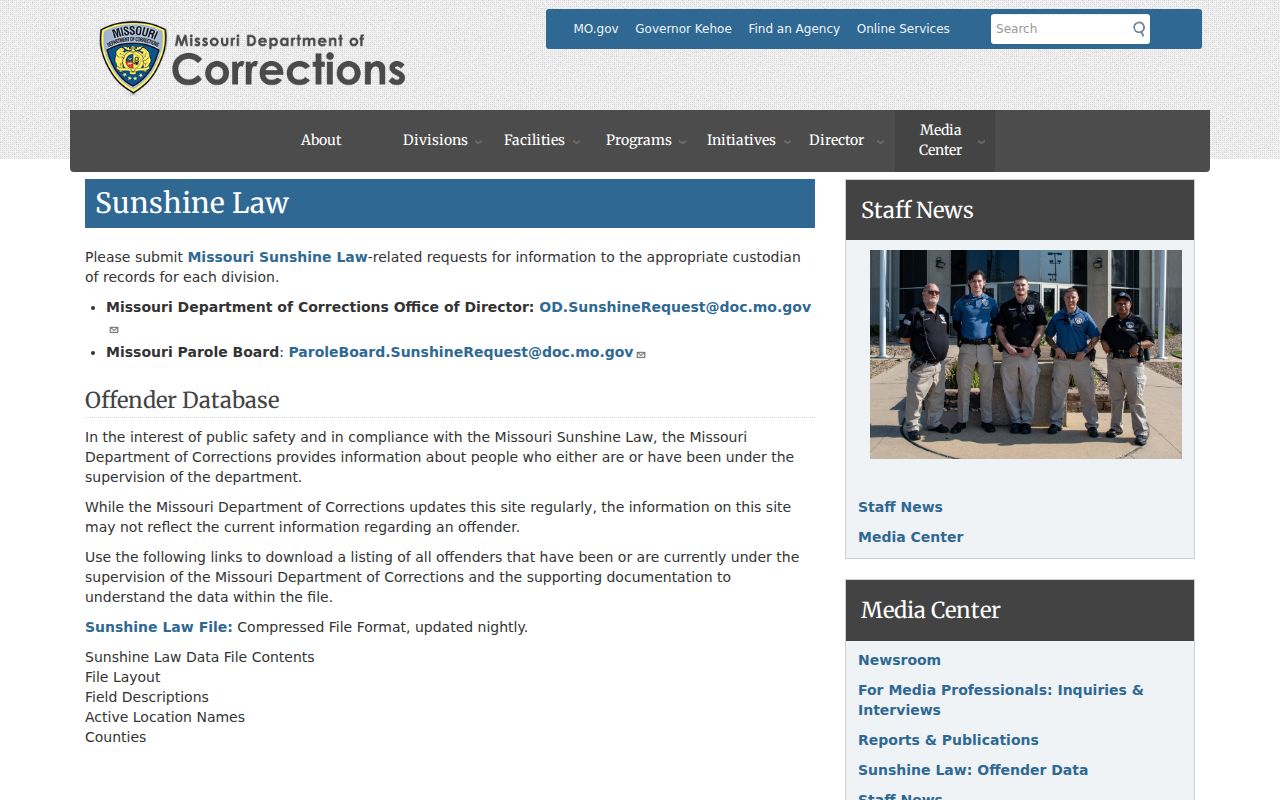 Missouri Corrections Sunshine request for Nodaway County arrest history follow-up