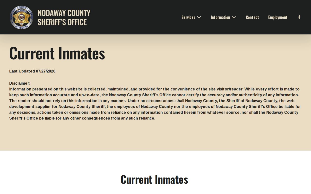 Nodaway County arrest lookup current-inmate roster
