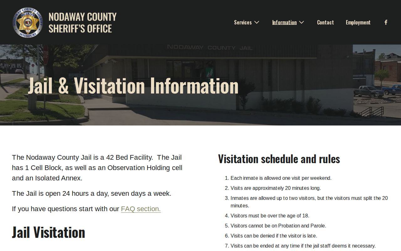 Nodaway County jail information for arrest and booking records