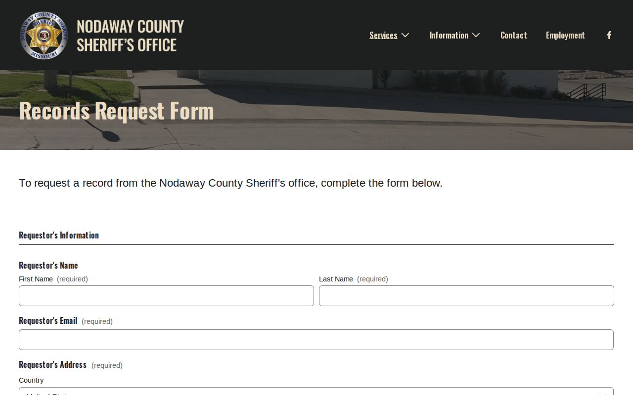 Nodaway County arrest report records-request form