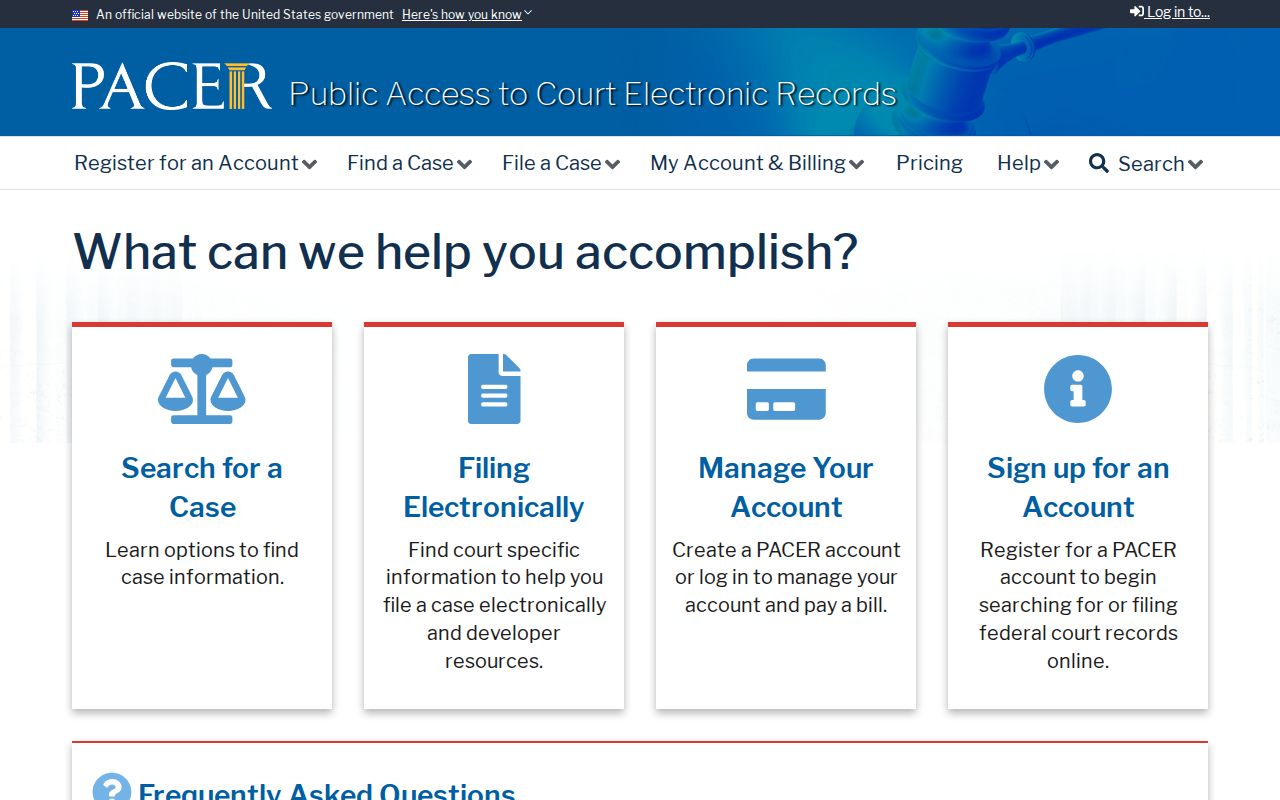 PACER federal criminal court case search outside Nodaway County Case.net