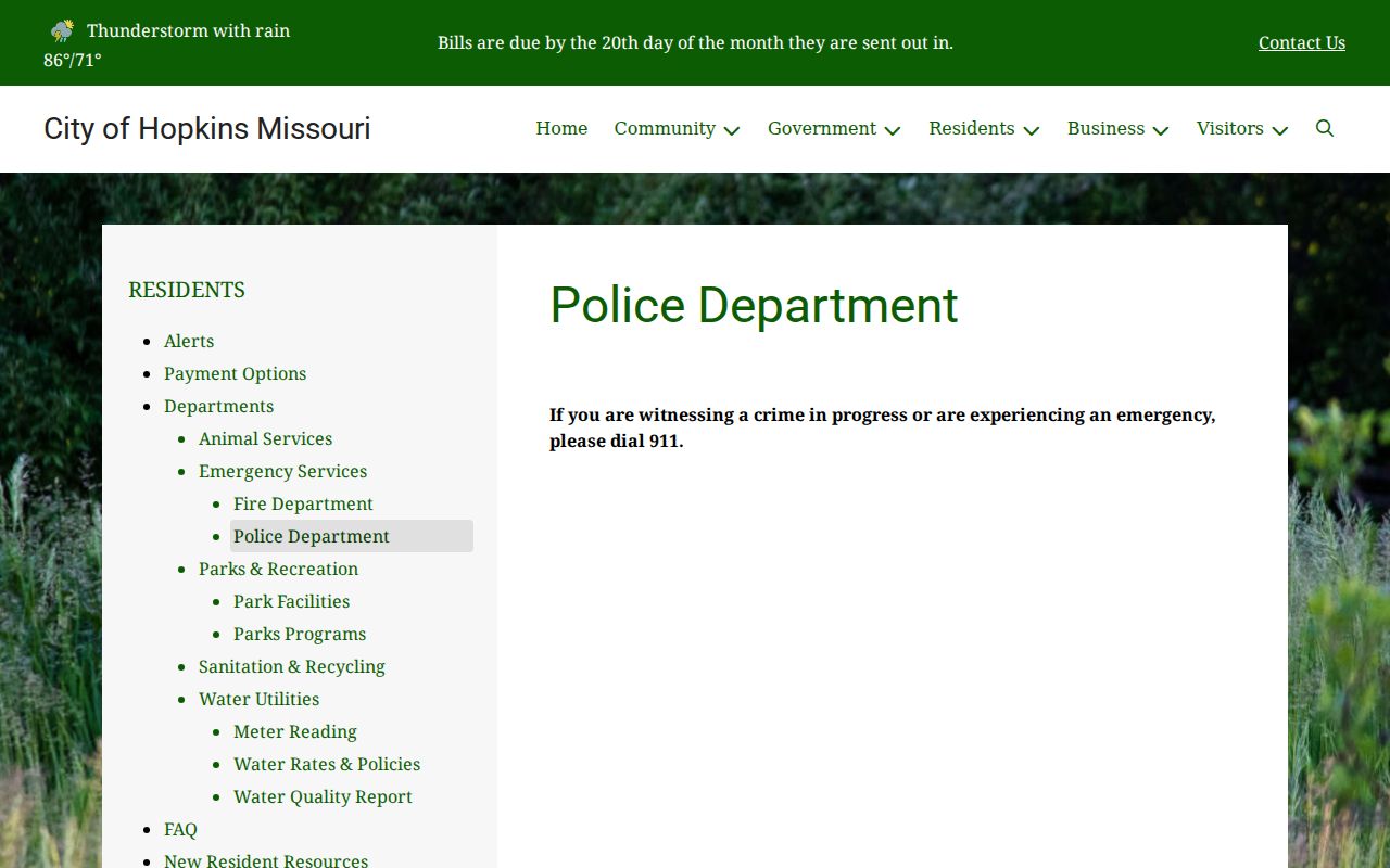 Hopkins, Nodaway County criminal records police department page
