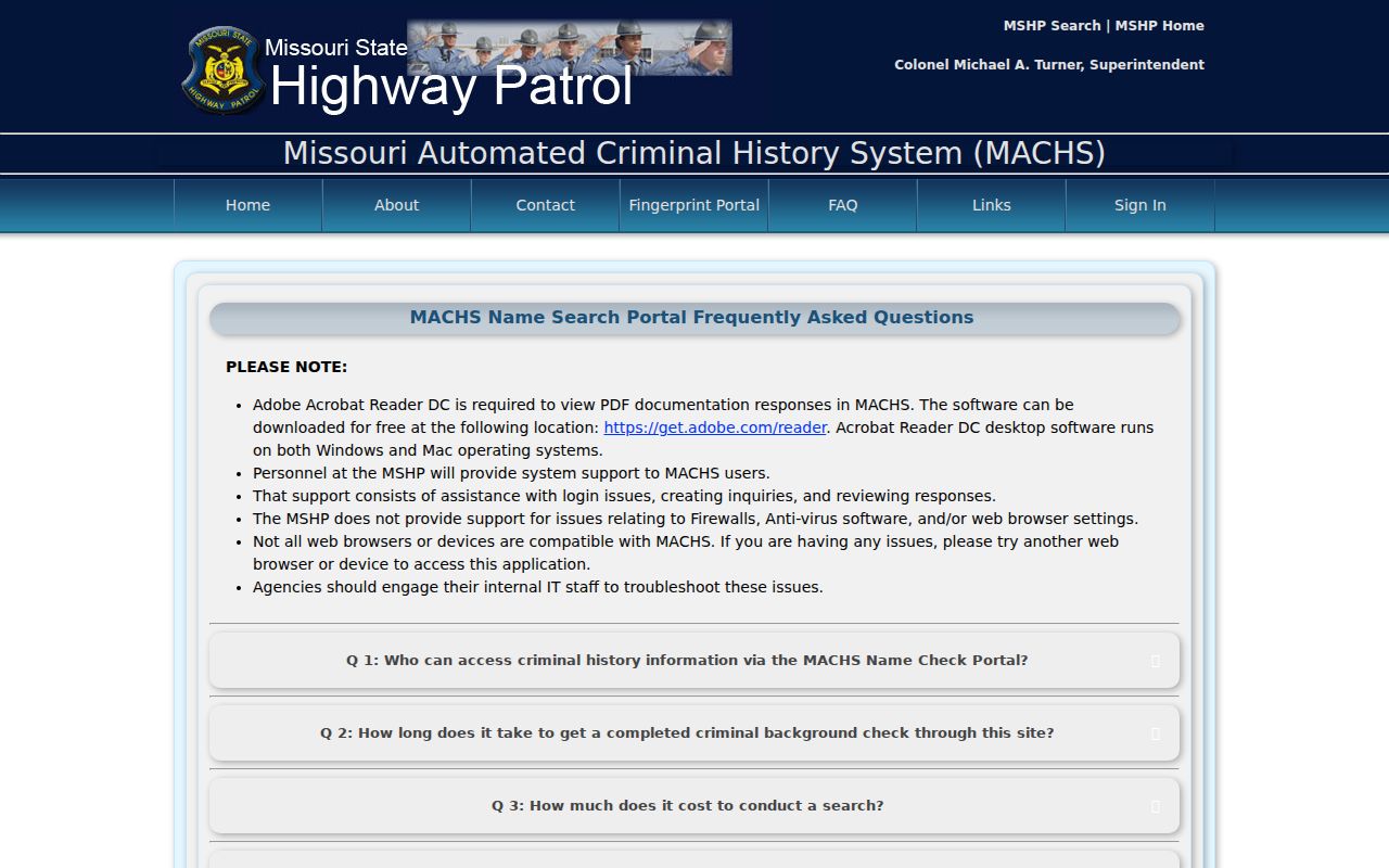 Nodaway County criminal record MACHS name search FAQ