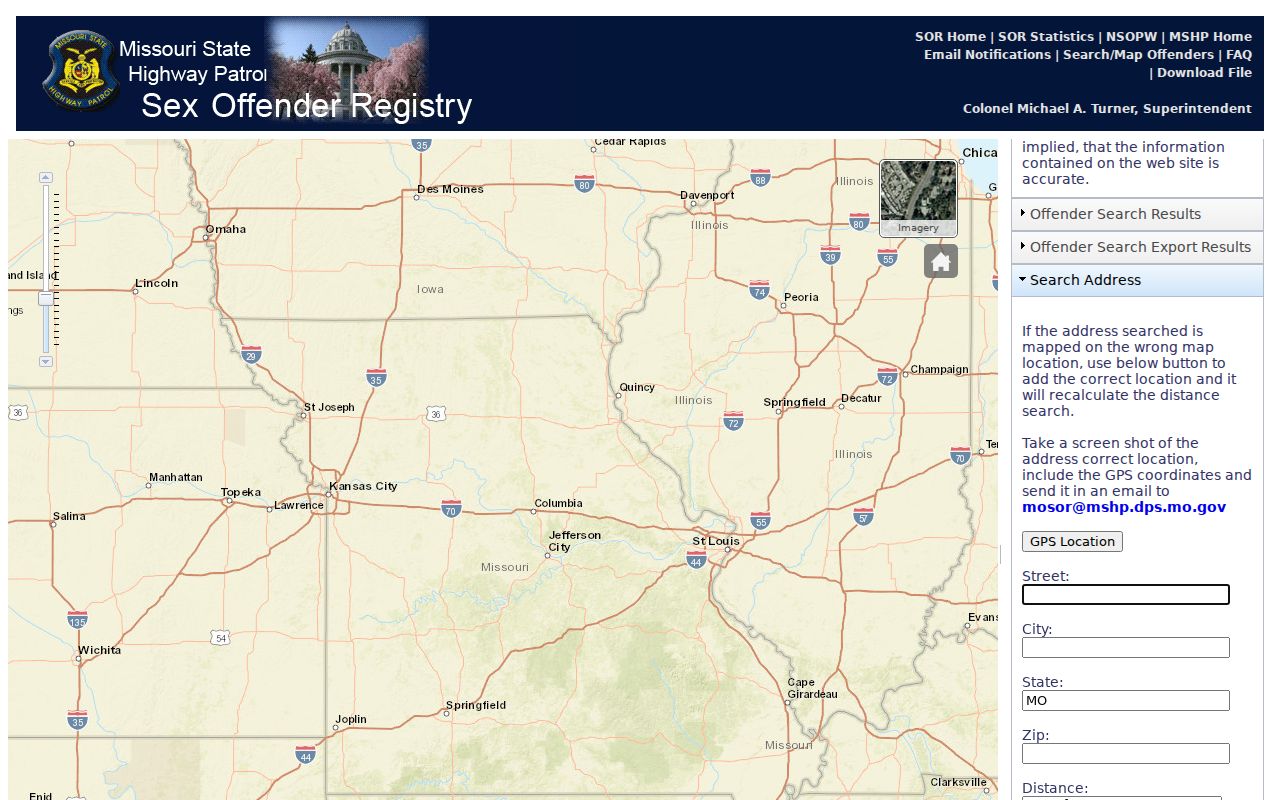 Nodaway County sex offender search on the Missouri registry map
